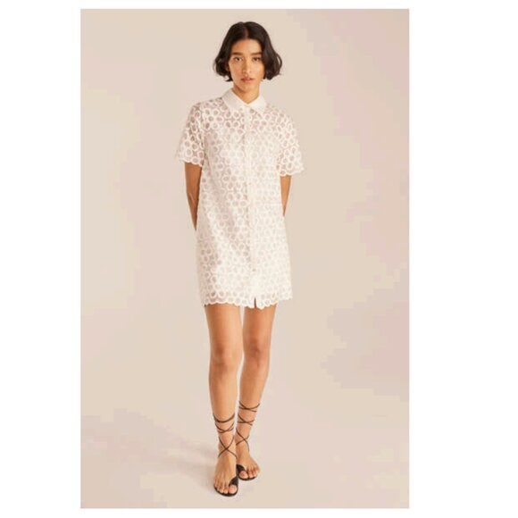 Rebecca Taylor Dresses & Skirts - Rebecca Taylor Mod Fleur Floral Lace Mini Shirtdress White Size XS
